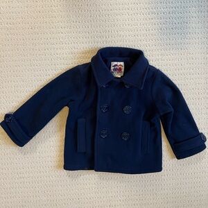 Navy double breasted fleece jacket